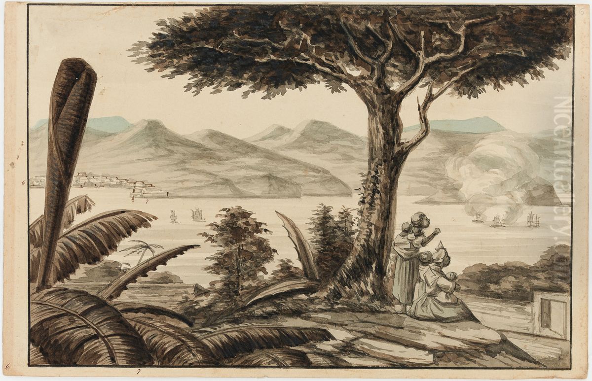 Panorama de la Baie de Rio-Janeiro Prise de Santa Therese Praya Grande, San Domingo Oil Painting by Harro Harring