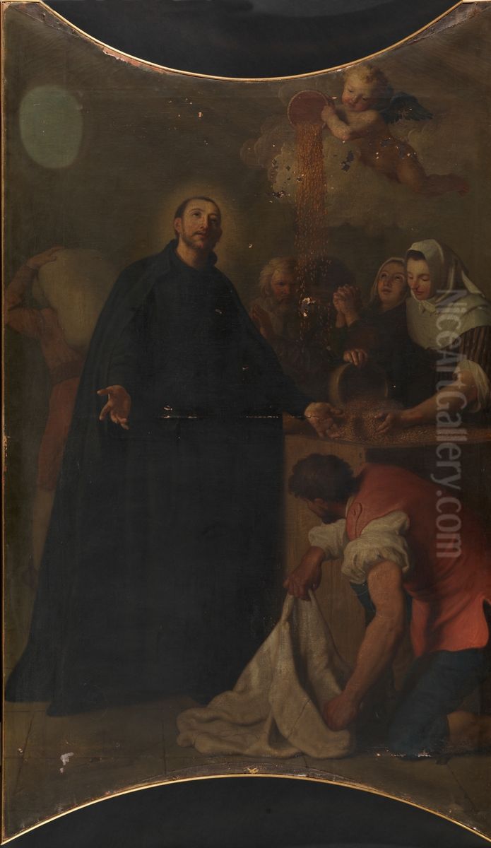 Multiplicacion de trigo en la ciudad de Puy por San Francisco de Regis Oil Painting by Michel Ange Houasse