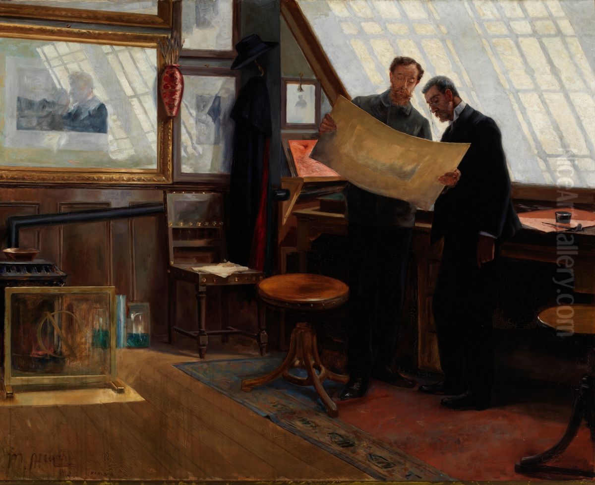 Taller de grabado (Calcografia Nacional) Oil Painting by Manuel Alcazar Y Ruiz
