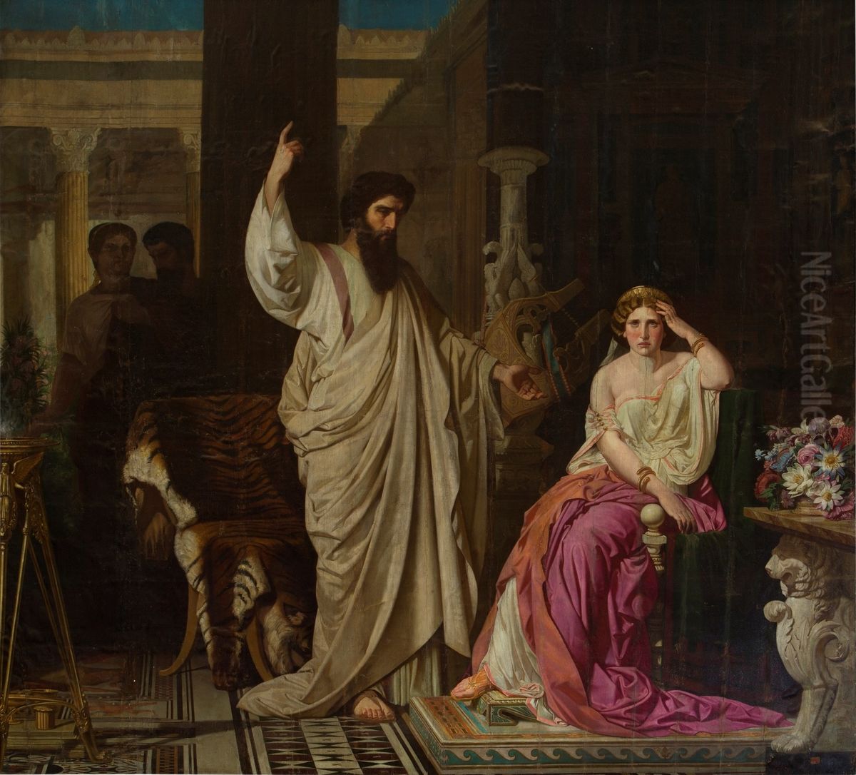 San Pablo, sorprendido por Neron en el momento de convertir a Sabina Popea Oil Painting by Isidoro Lozano