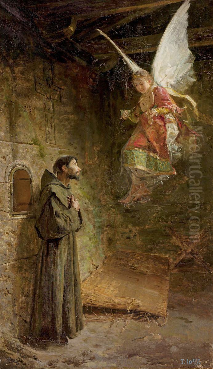 Vision de San Francisco de Asis Oil Painting by Luis Menendez Pidal