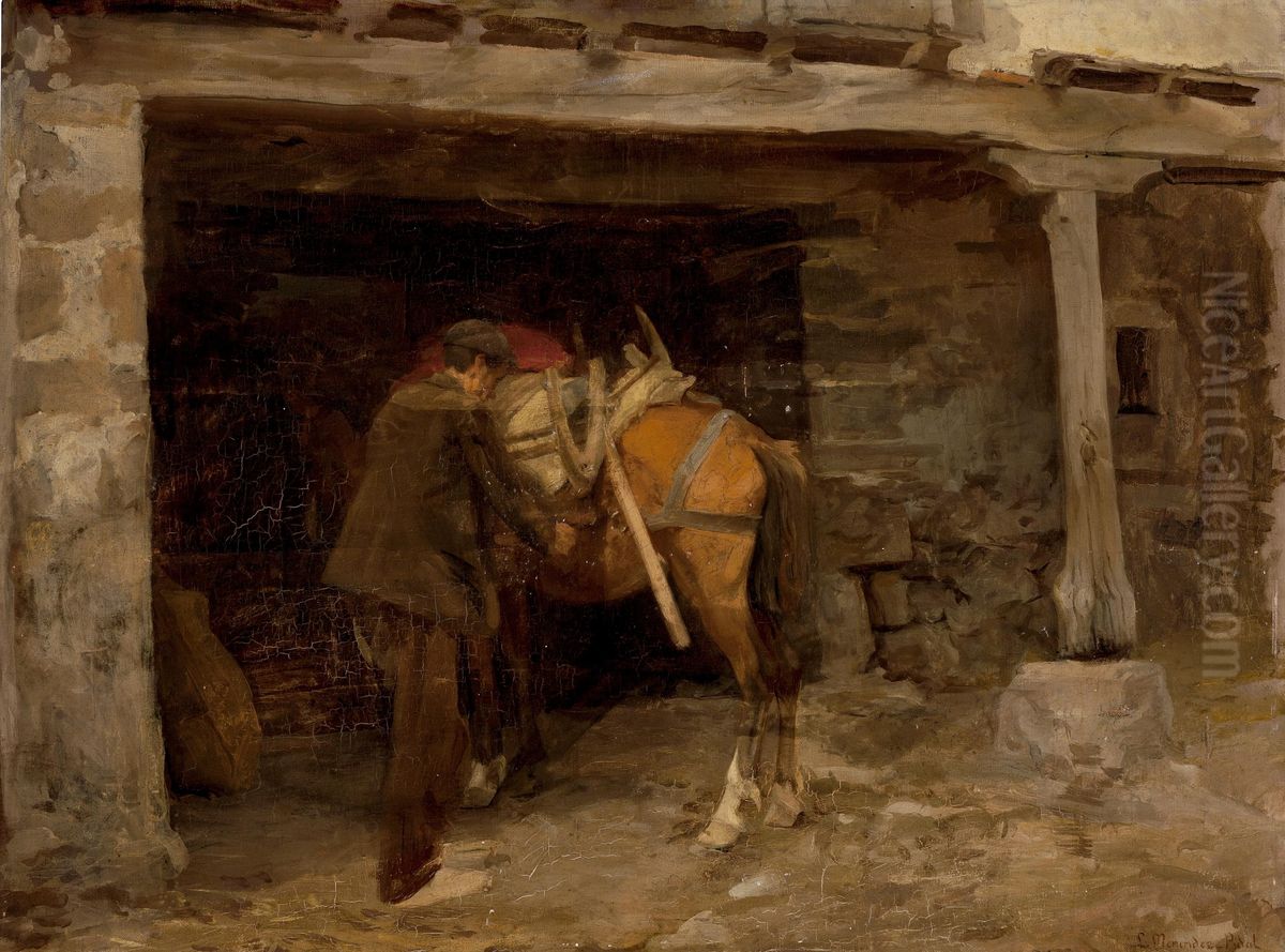Al trabajo Oil Painting by Luis Menendez Pidal