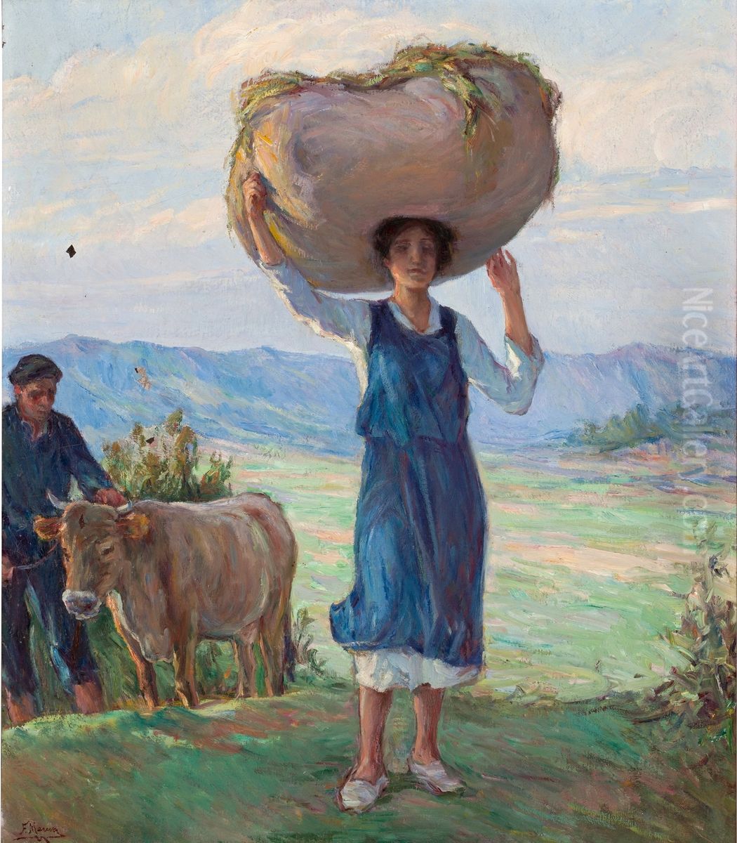 Campesina vasca Oil Painting by Francisco Maura Y Montaner