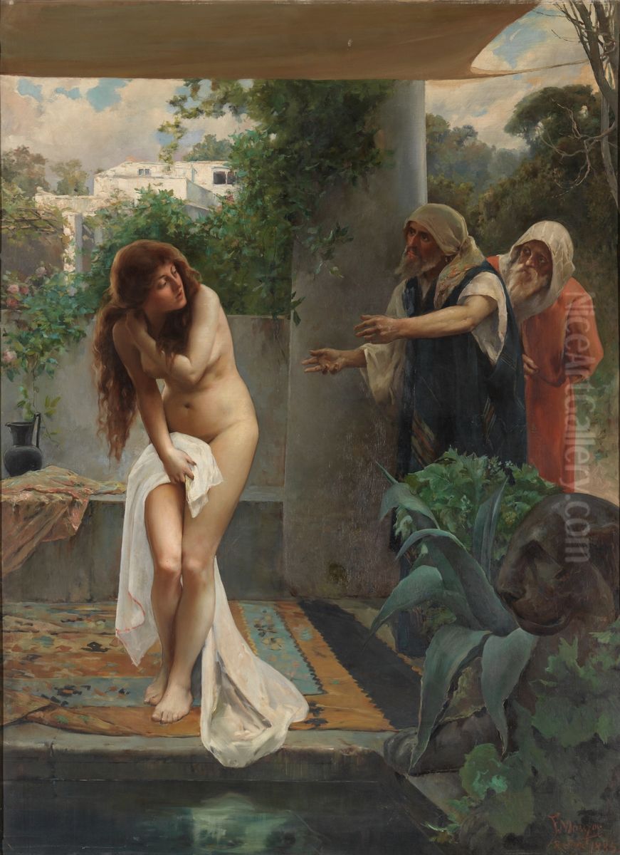 La casta Susana Oil Painting by Francisco Maura Y Montaner