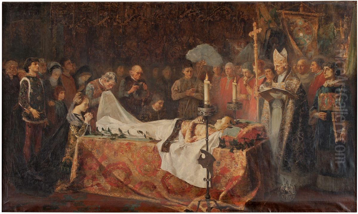 Muerte del principe de Viana Oil Painting by Vicente Poveda Y Juan
