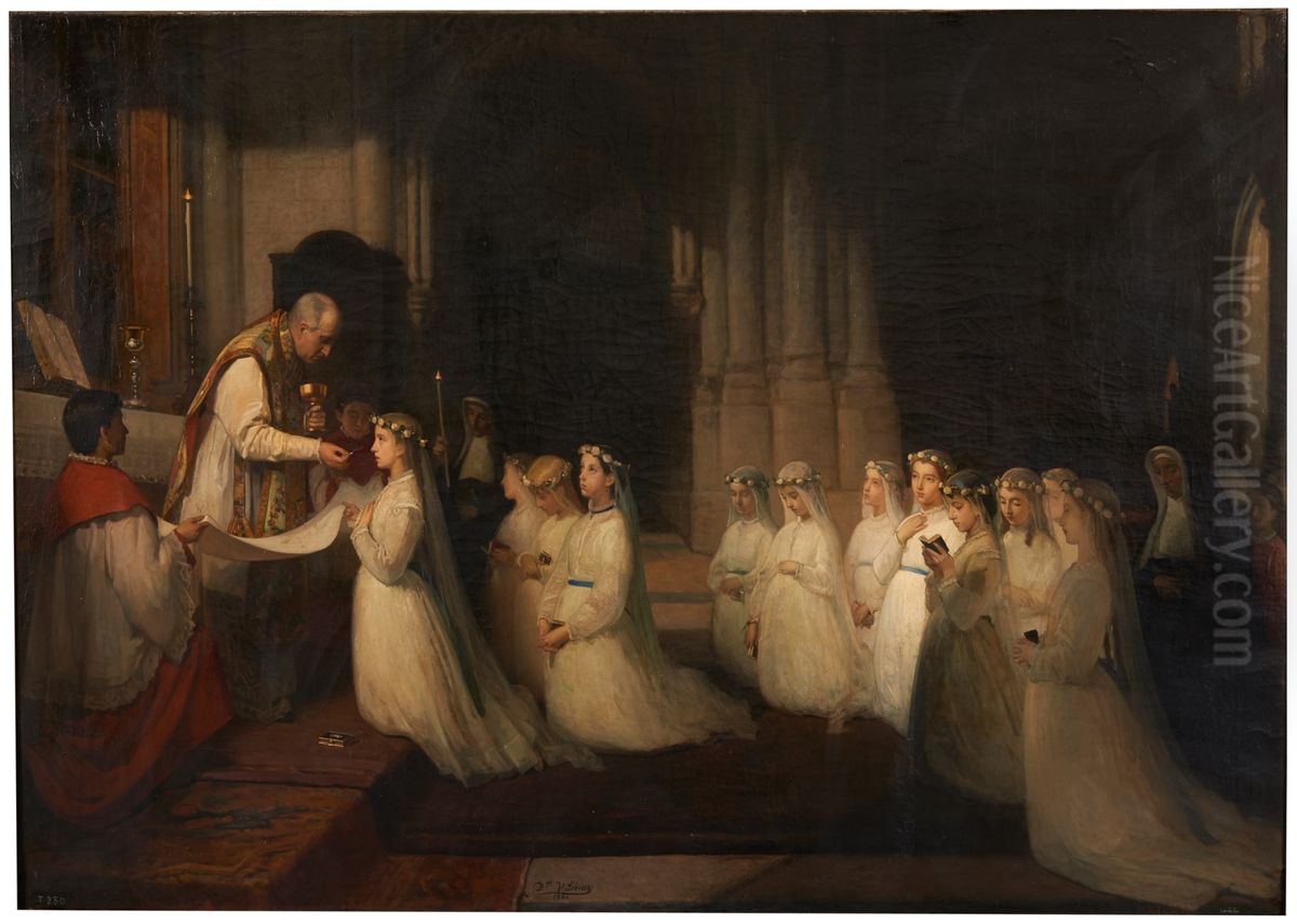 La primera comunion Oil Painting by Domingo Valdivieso y Henarejos