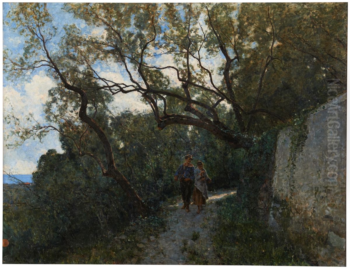 Paisaje en las cercanias de Genova o En el bosque Oil Painting by Serafin Avendano