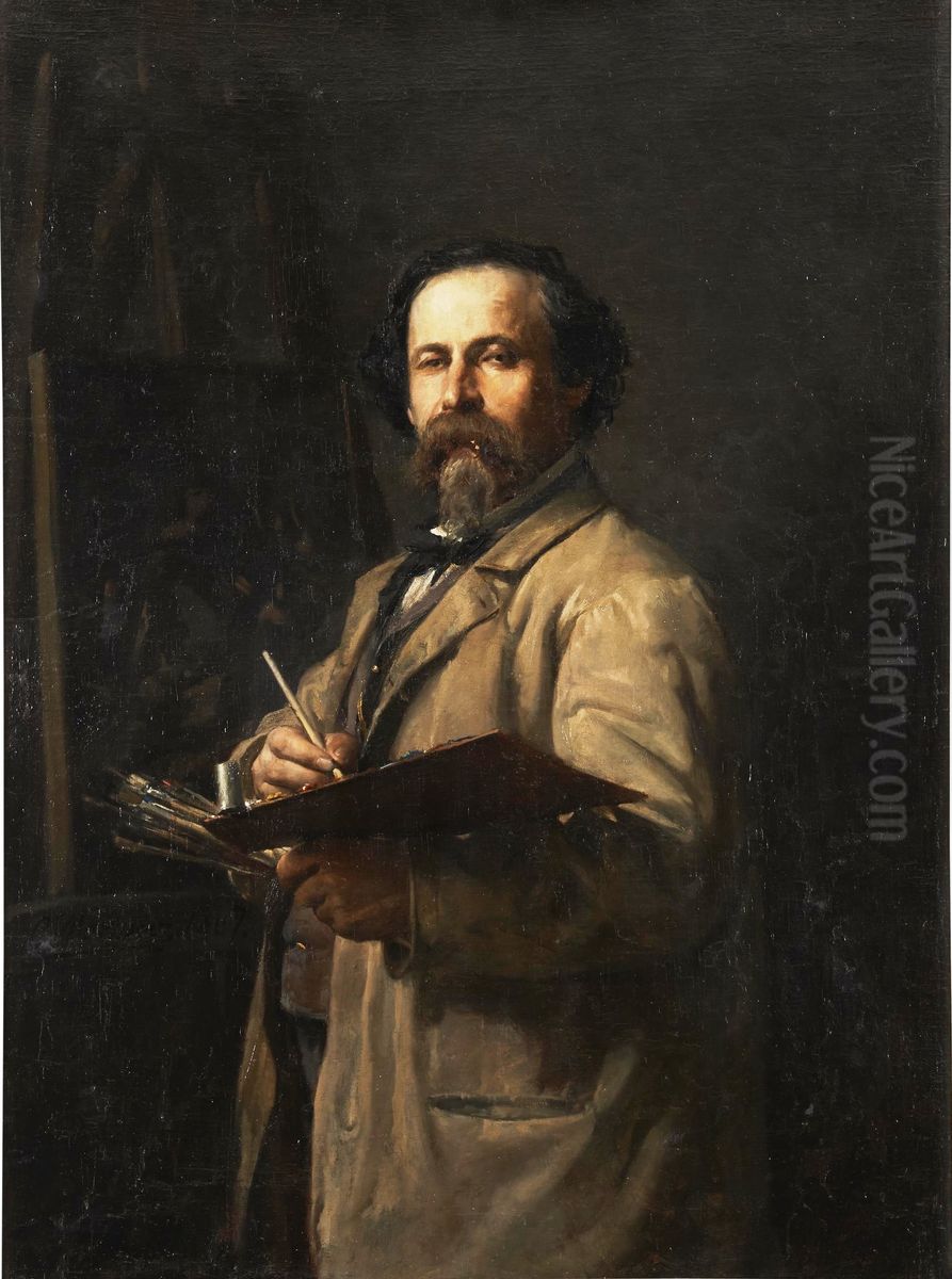El pintor Francisco Martinez Yago Oil Painting by Salvador Martinez Cubells