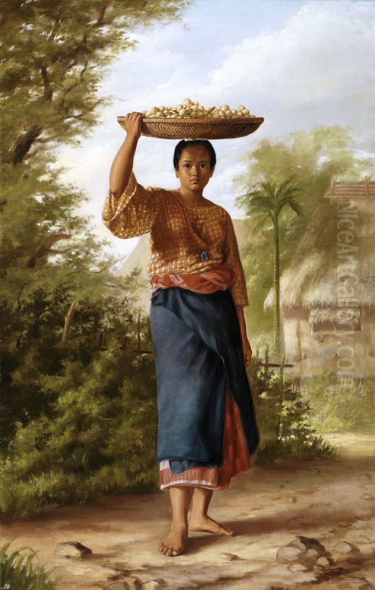 La vendedora de lanzones Oil Painting by Felix Resurreccion Hidalgo Y Padilla