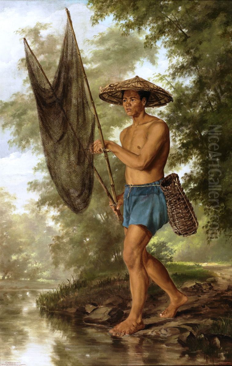 The Fisher from Sacag Oil Painting by Felix Resurreccion Hidalgo Y Padilla