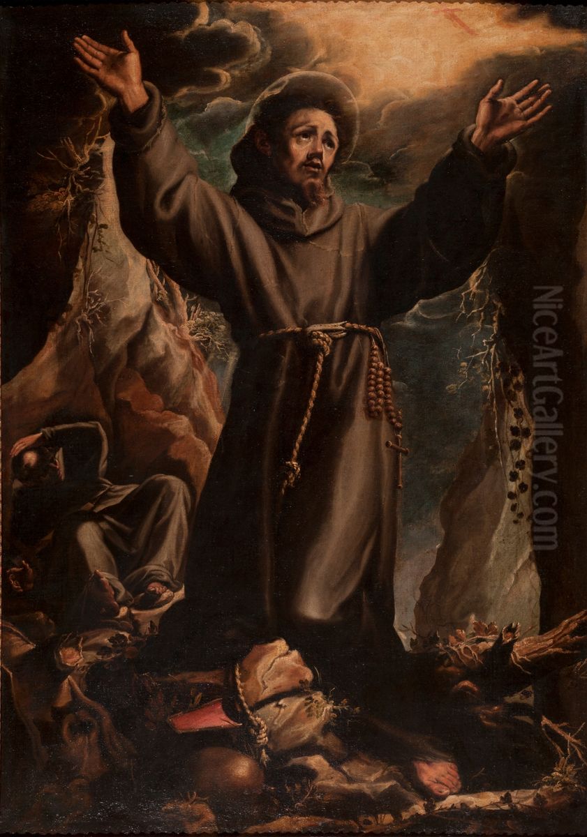 San Francisco recibiendo los estigmas Oil Painting by Orazio Borgianni