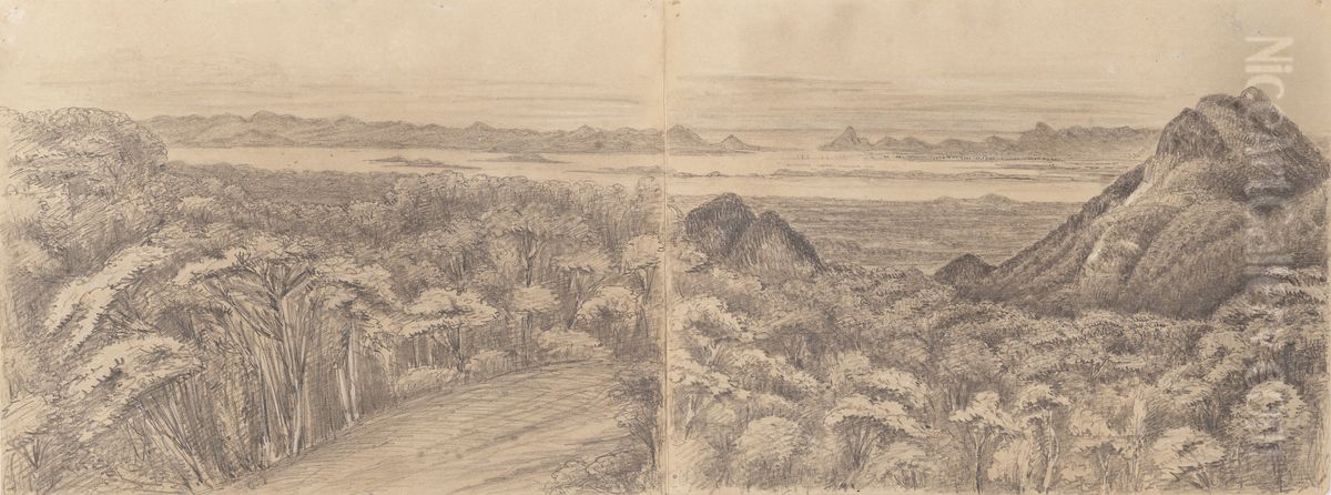 Bay of Rio de Janeiro from the Serra de Tacuarra Petropolis - 2000 feet above Sea Feb. 23th 1855 Oil Painting by Marguerite Tollemache
