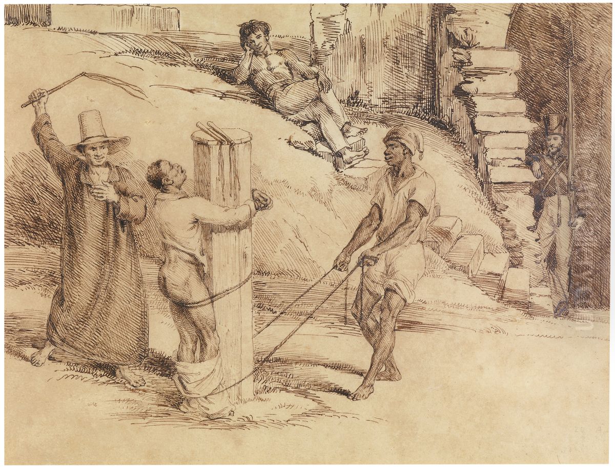 Black punishment at Rio Janeiro Oil Painting by Charles Landseer