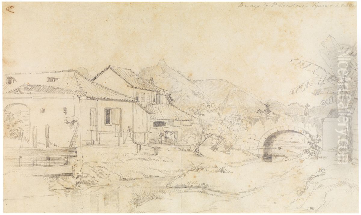 Bridge of Sn. Cristovao and Tejuca Hill Oil Painting by Charles Landseer