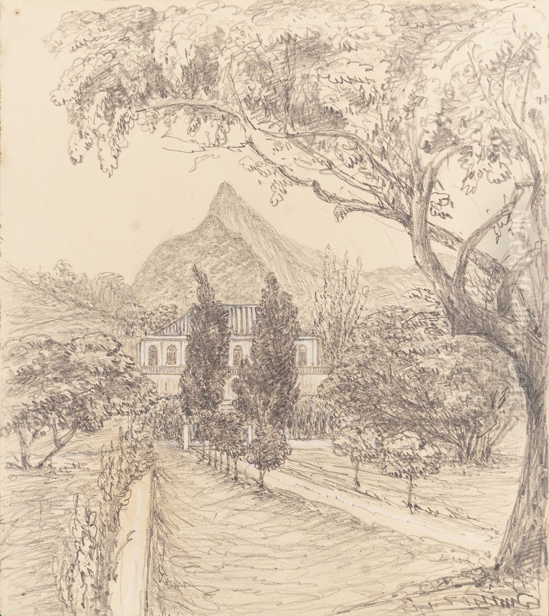British Legation Caminho Novo de Botafogo 1854 Oil Painting by Marguerite Tollemache