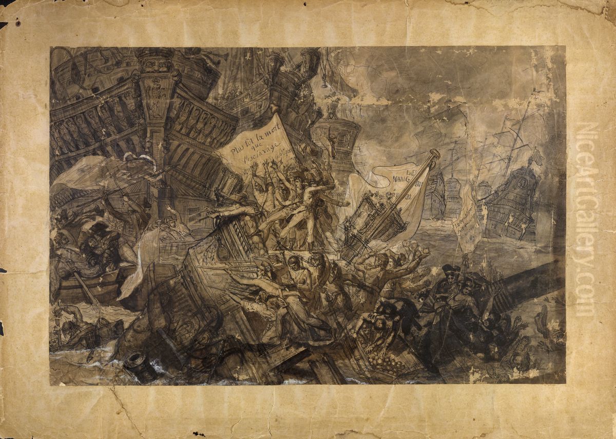 Combat du vengeur Oil Painting by Jean Baptiste Debret
