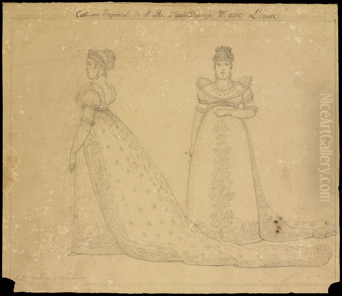 Costume Imperial de S.M. L'Archi Duchesse Marie Louise Oil Painting by Jean Baptiste Debret