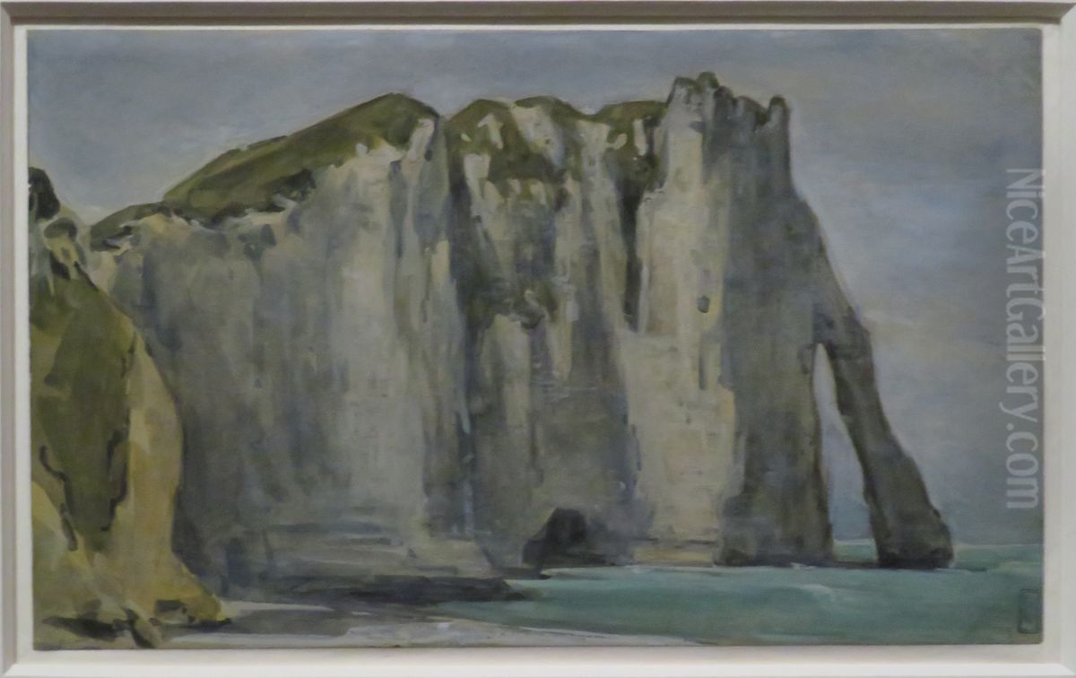 Falaises a Etretat Oil Painting by Eugene Delacroix