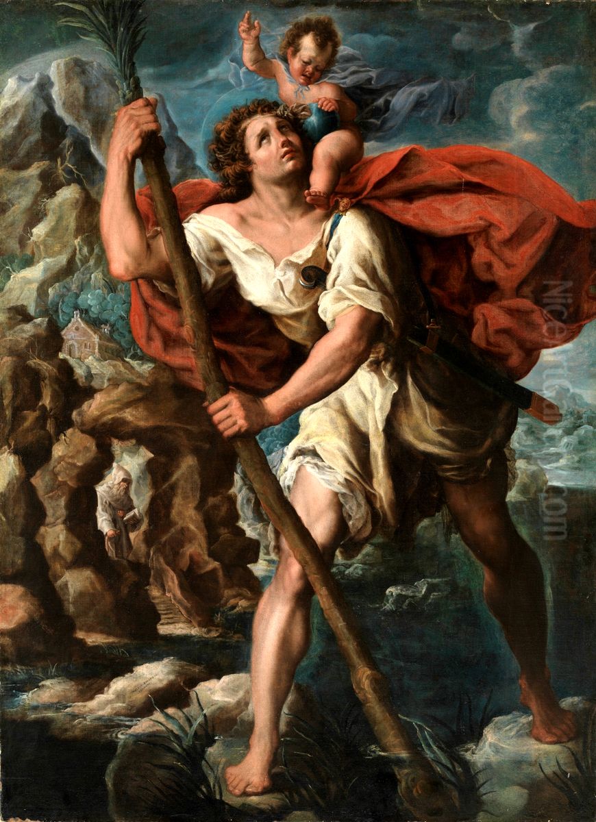 San Cristobal Oil Painting by Orazio Borgianni