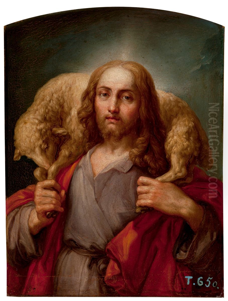 El Buen Pastor Oil Painting by Vicente Lopez Portana
