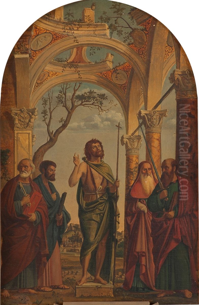 San Juan Bautista y santos Oil Painting by Joaquin Espalter Y Rull