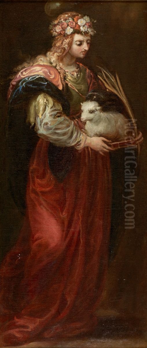 Santa Ines Oil Painting by Francisco Rizi