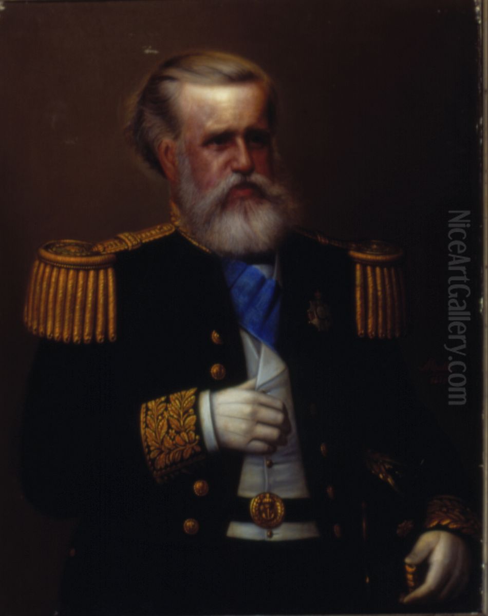 Retrato de D. Pedro II, 1879 Oil Painting by F. Mallio