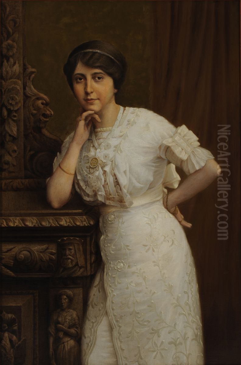 Retrato de Dona Matilde Melchert de Soares Oil Painting by Antonio Fernandez Gomez