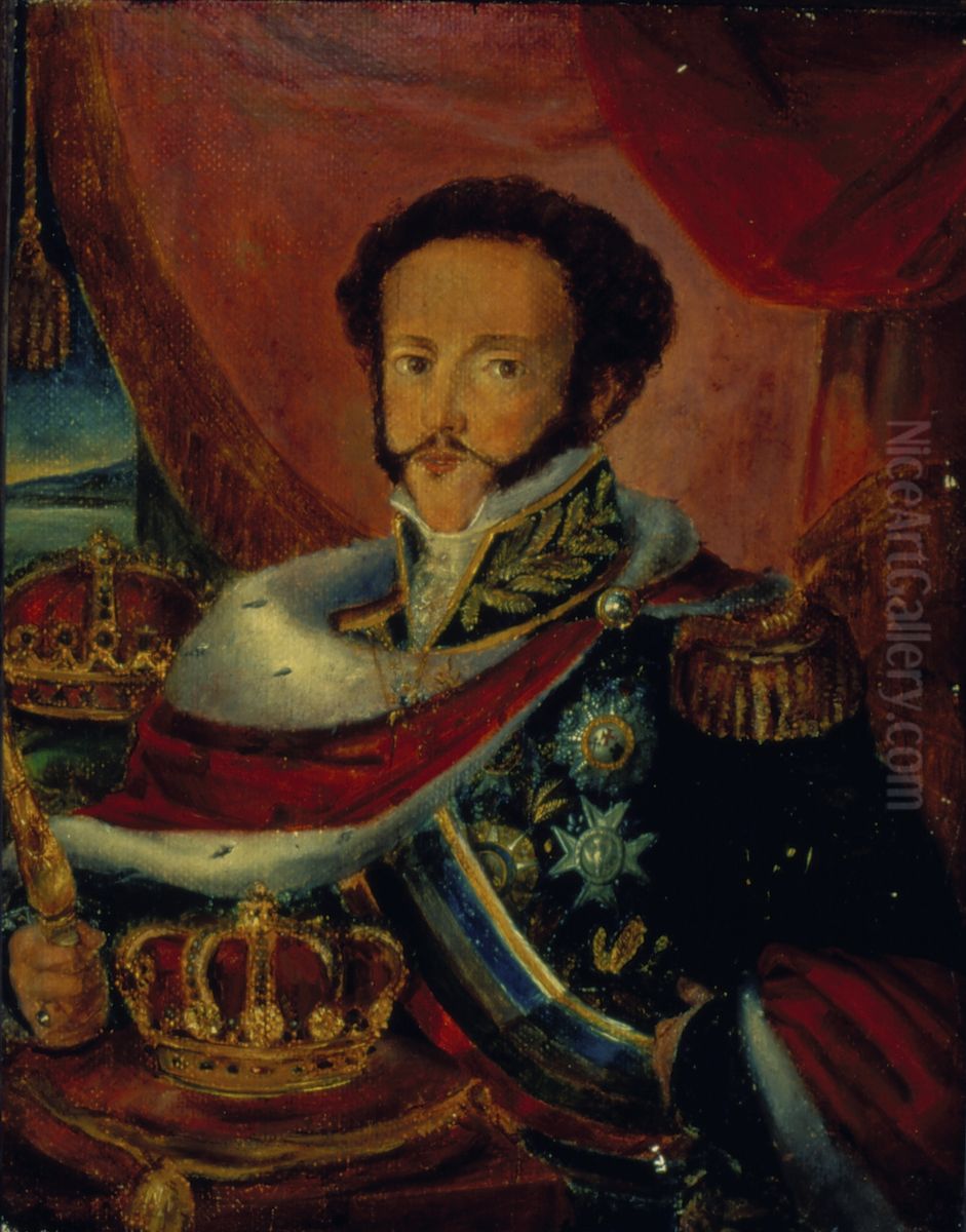 Retrato de Dom Pedro I do Brasil e IV de Portugal Oil Painting by Jose Simeao de Oliveira