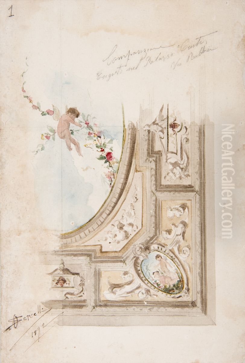 Composizione Eseguito Nel Palazzo Curti [...] Oil Painting by Oreste Sercelli