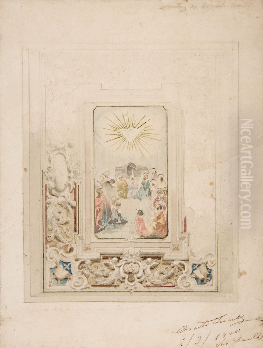 Matriz do Espirito Santo esboco do tecto da Capella Mor (Zimborio) Oil Painting by Oreste Sercelli