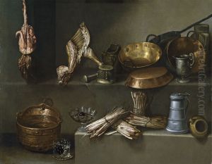 Still life with kitchenware and asparaguses