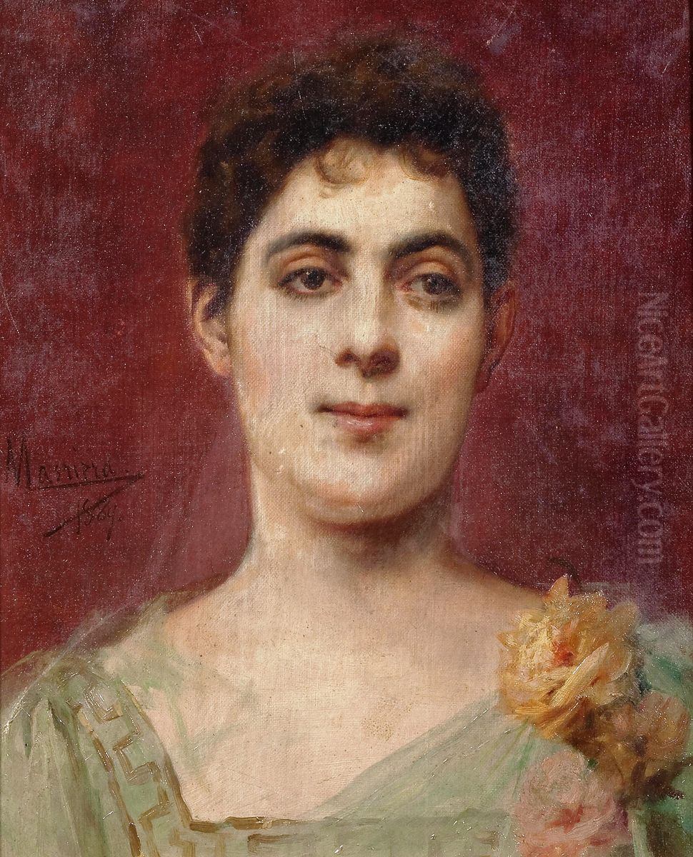 Francisca Aparicio y Merida marquesa de Vistabella Oil Painting by Francesc Masriera Manovens