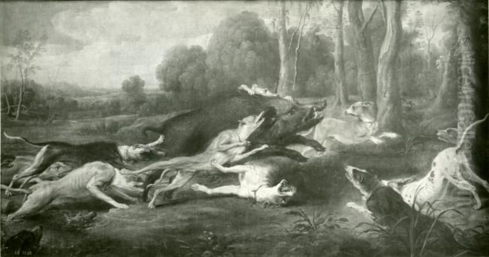 Dogs attacking a wild boar Oil Painting by Frans Snyders