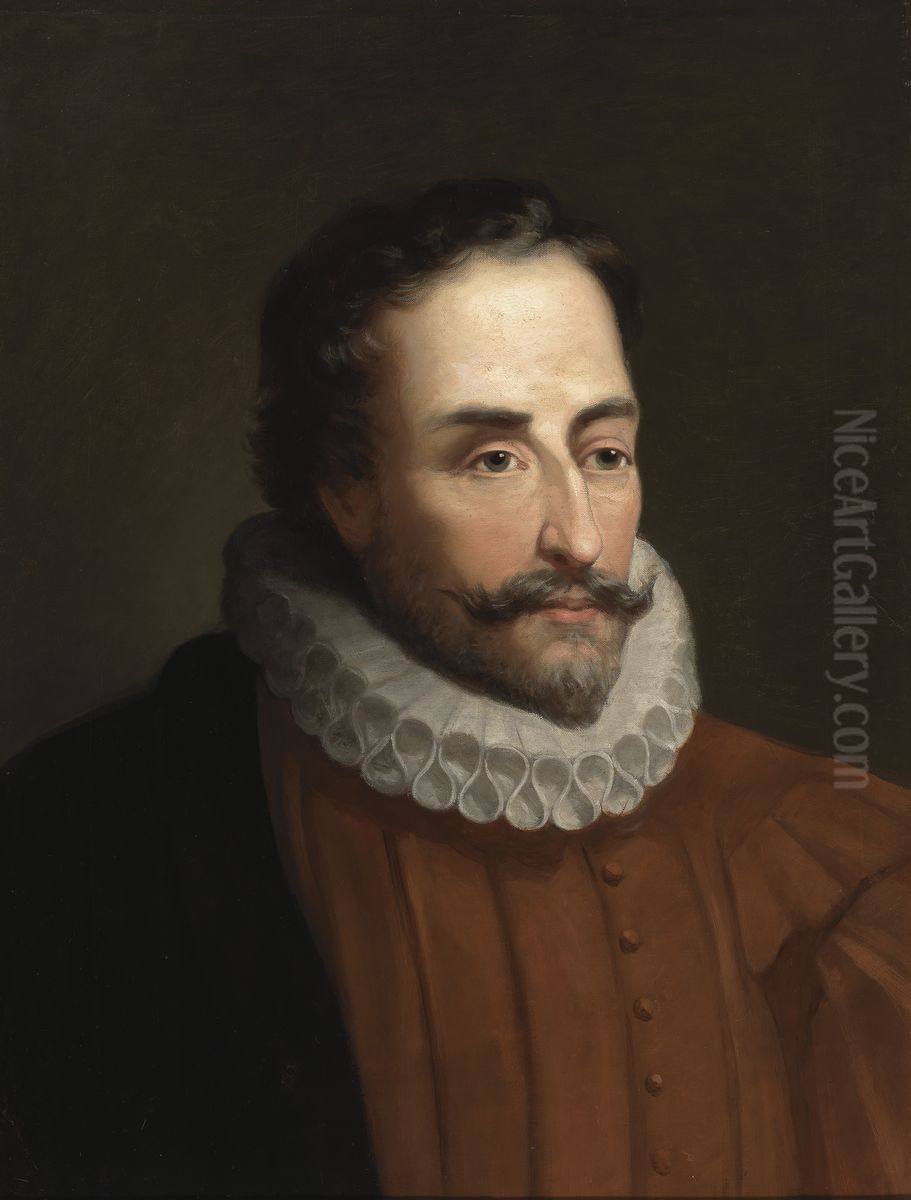Miguel de Cervantes Oil Painting by Eduardo Balaca
