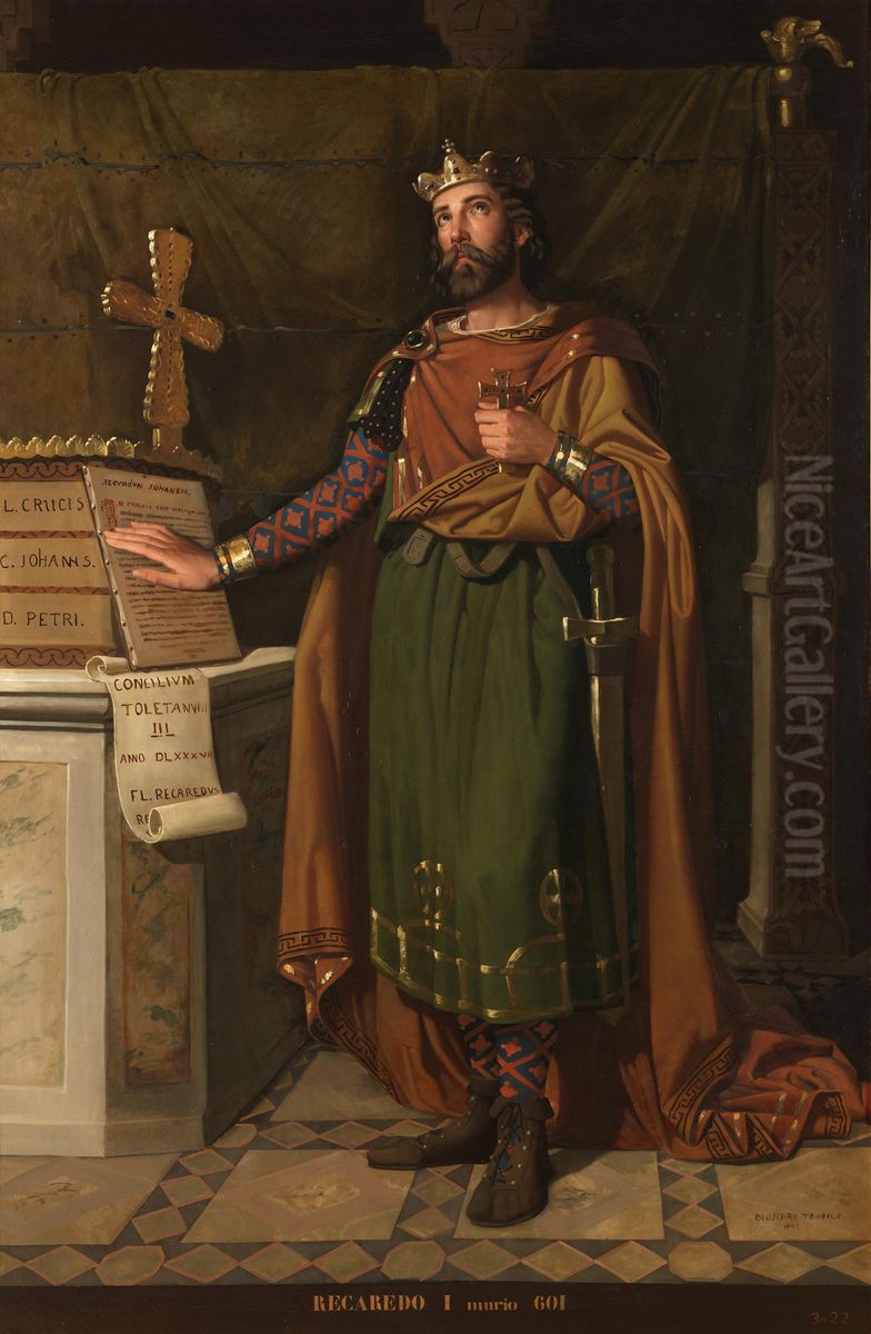 Recaredo I, rey de los Visigodos Oil Painting by Dioscoro Puebla