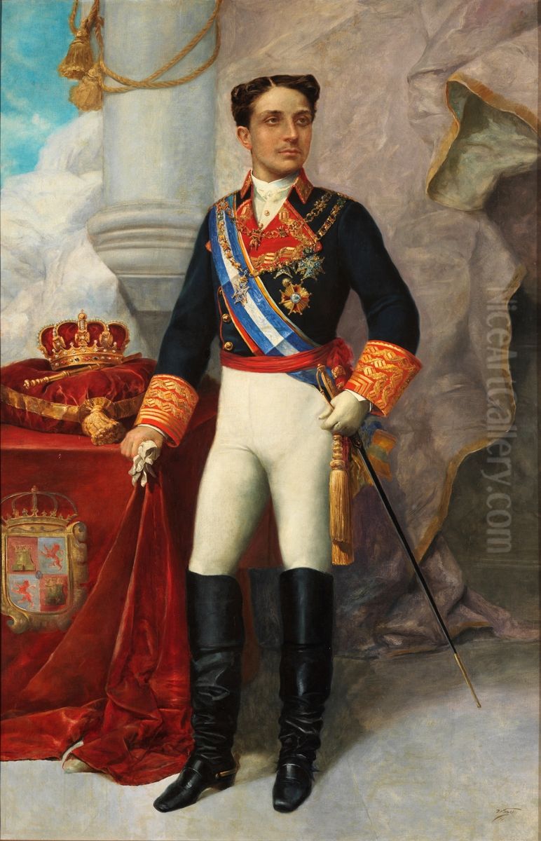 Alfonso XII de Espana Oil Painting by Manuel Ussel de Guimbarda