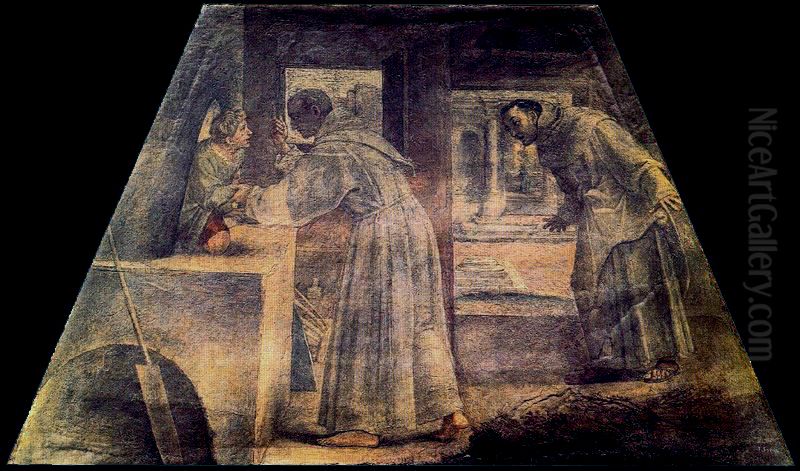 St Didacus of Alcala saves a child sleeping in the oven Oil Painting by Annibale Carracci