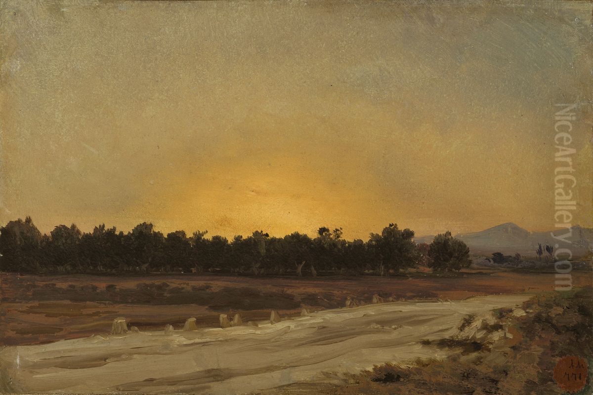Puesta de sol (Elche) Oil Painting by Carlos de Haes