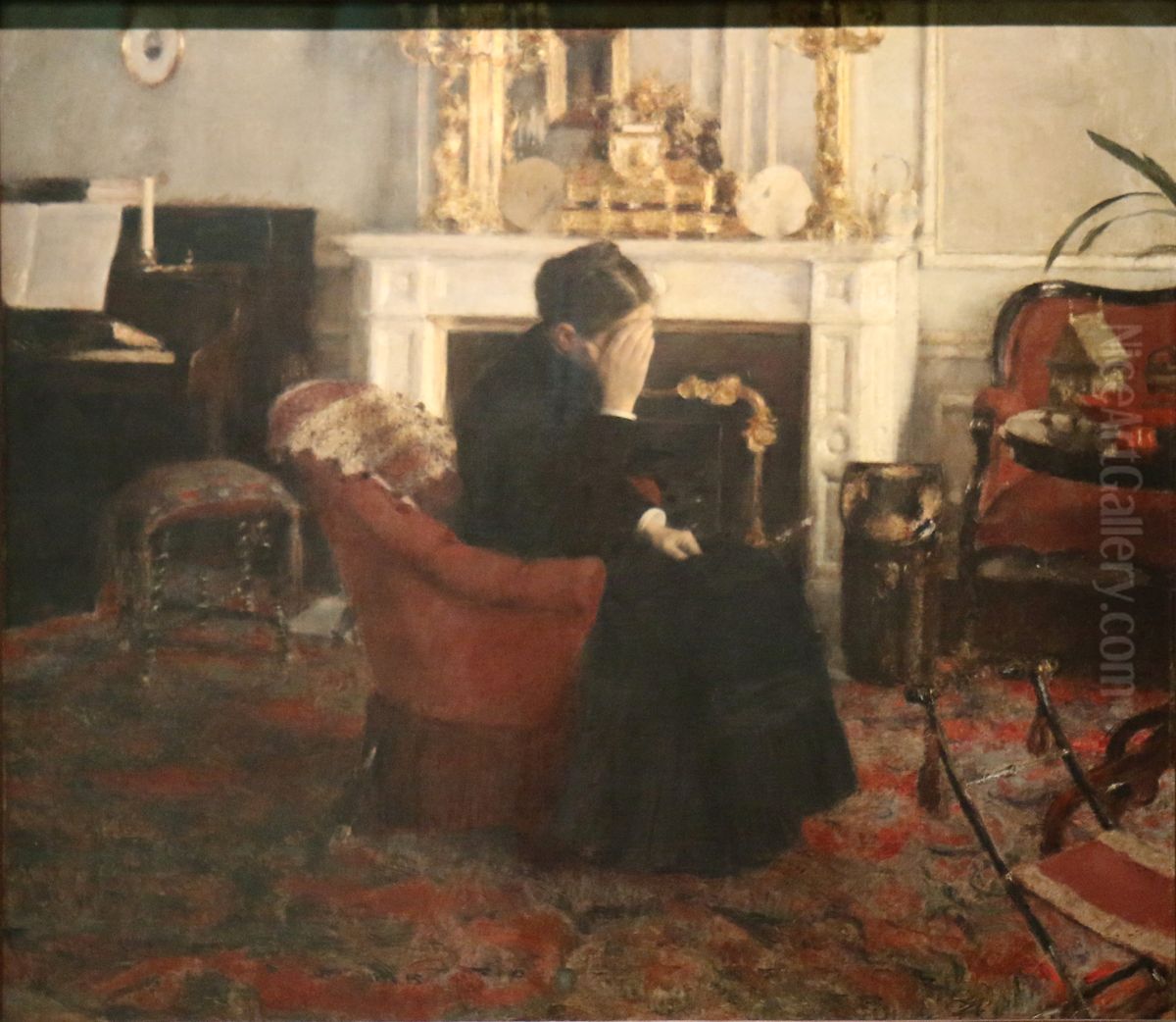 Luisterend naar muziek van Schumann Oil Painting by Fernand Khnopff