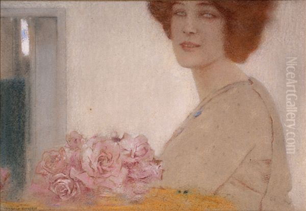 The Rose Oil Painting by Fernand Khnopff