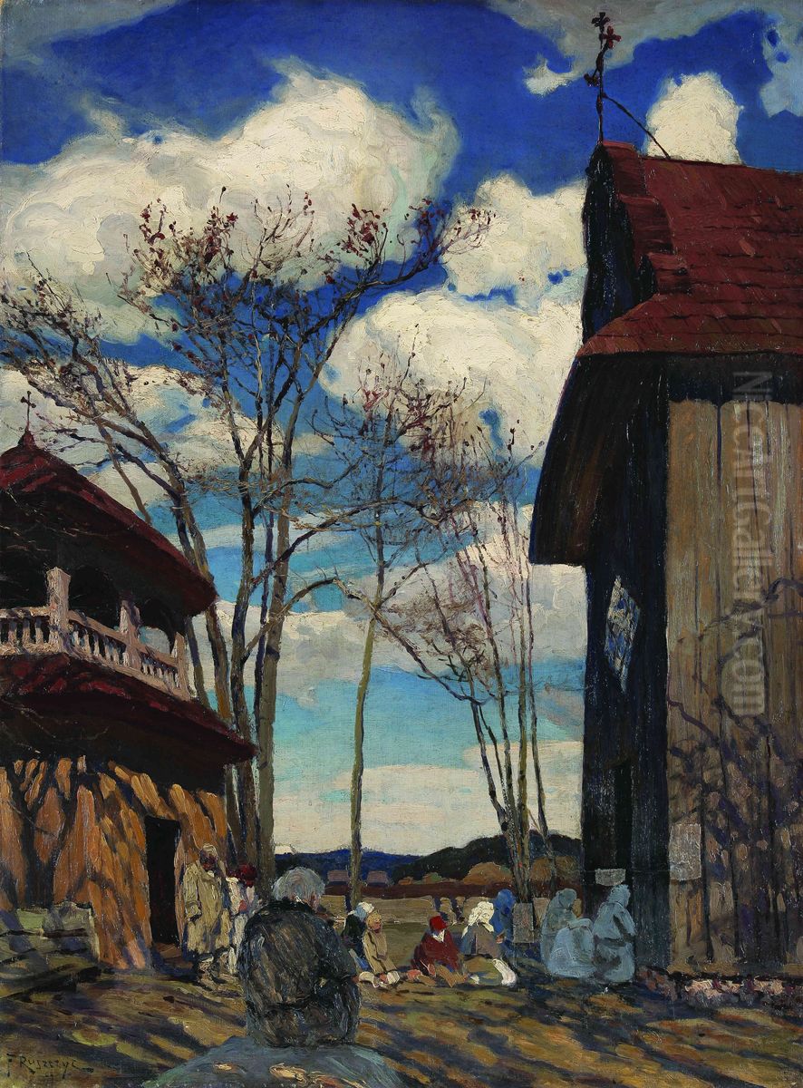 Pres de l'eglise Oil Painting by Ferdynand Ruszczyc