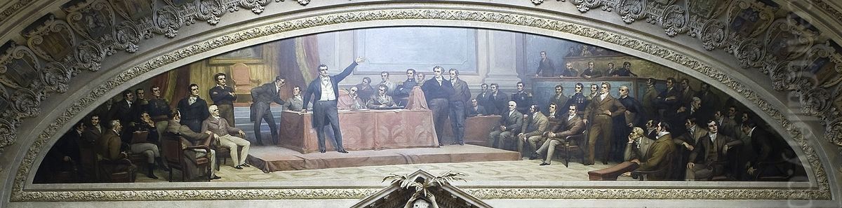 The Constitutional Cortes of 1821 Oil Painting by Veloso Salgado