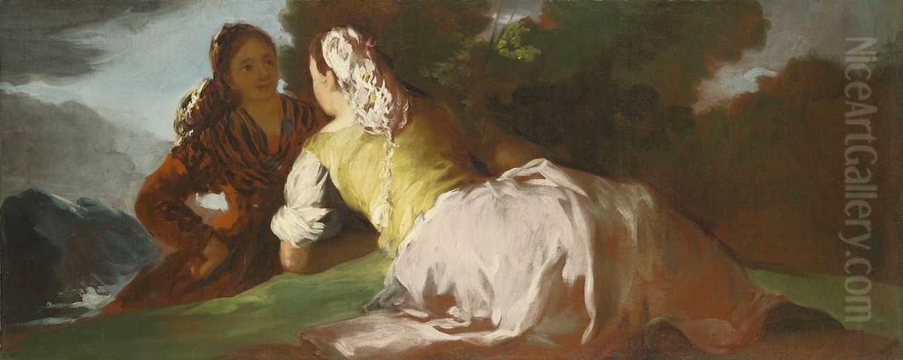 Mujeres conversando. Oil Painting by Francisco Goya Fuendetodos