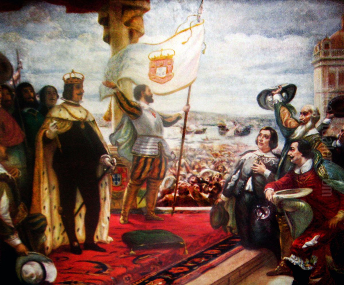 Coronation of King Joao IV Oil Painting by Veloso Salgado