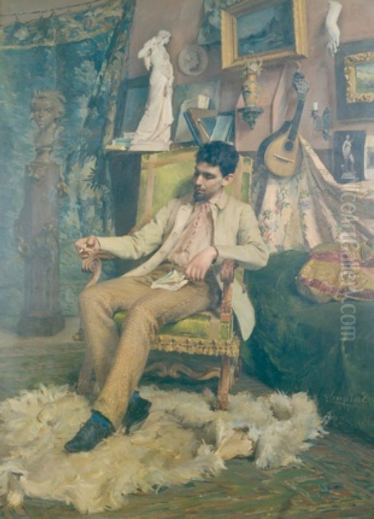 Portrait of Teixeira Lopes Oil Painting by Veloso Salgado