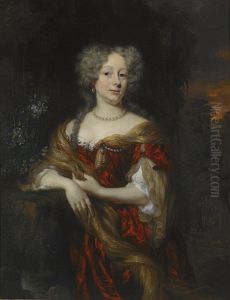 Portrait of a Lady in a Red Dress in a Landscape