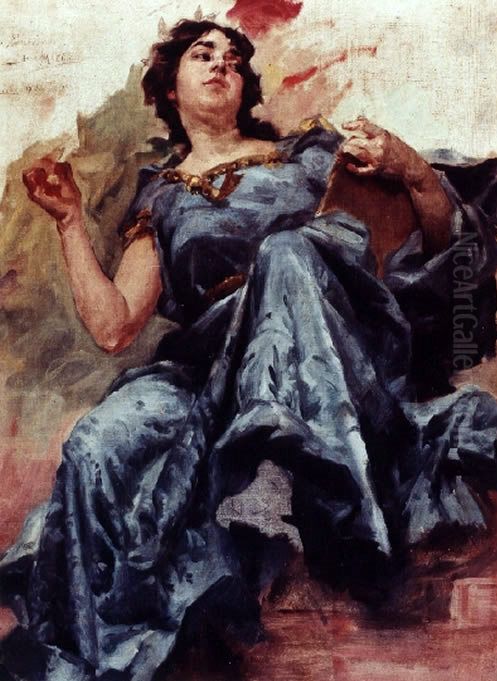 Decorative figure Oil Painting by Jose Malhoa