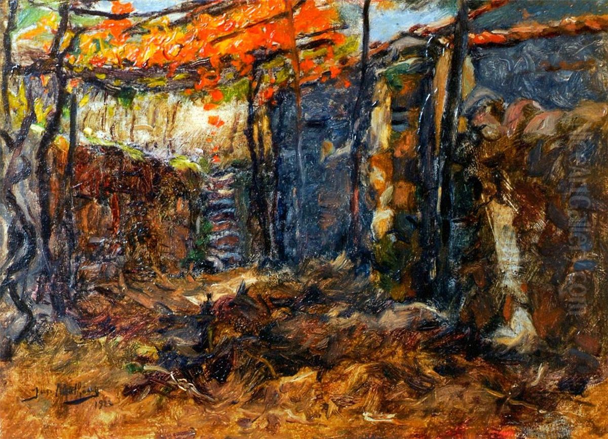 Patio de Figueiro Oil Painting by Jose Malhoa