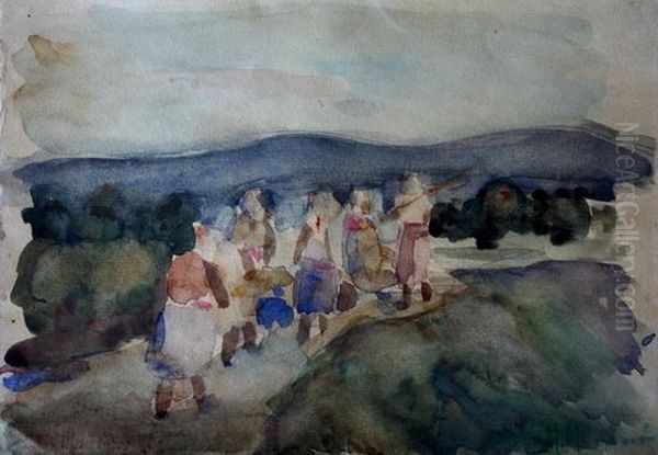 To the field Oil Painting by Nikola Marinov
